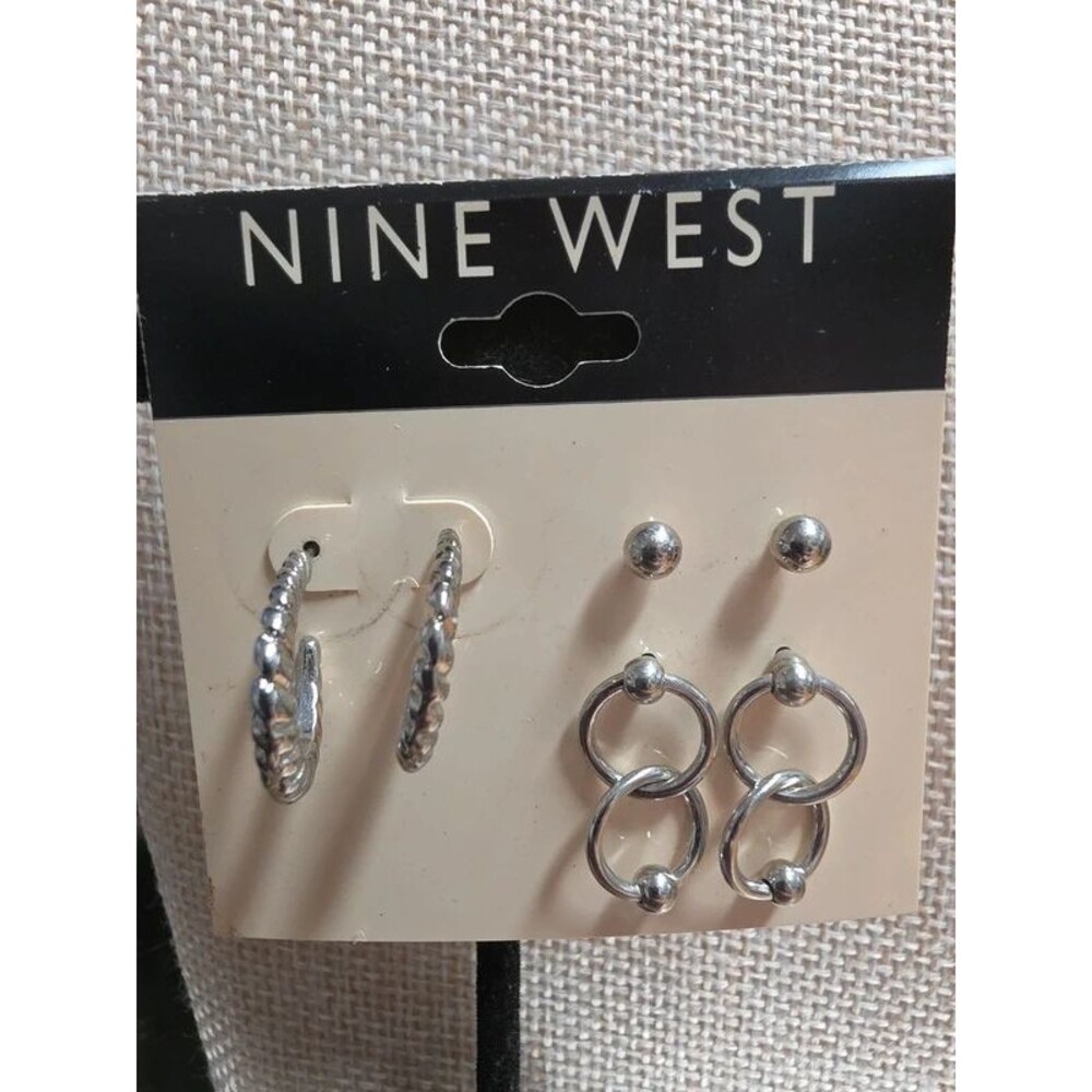 Nine West 3 pr silvertone Earrings